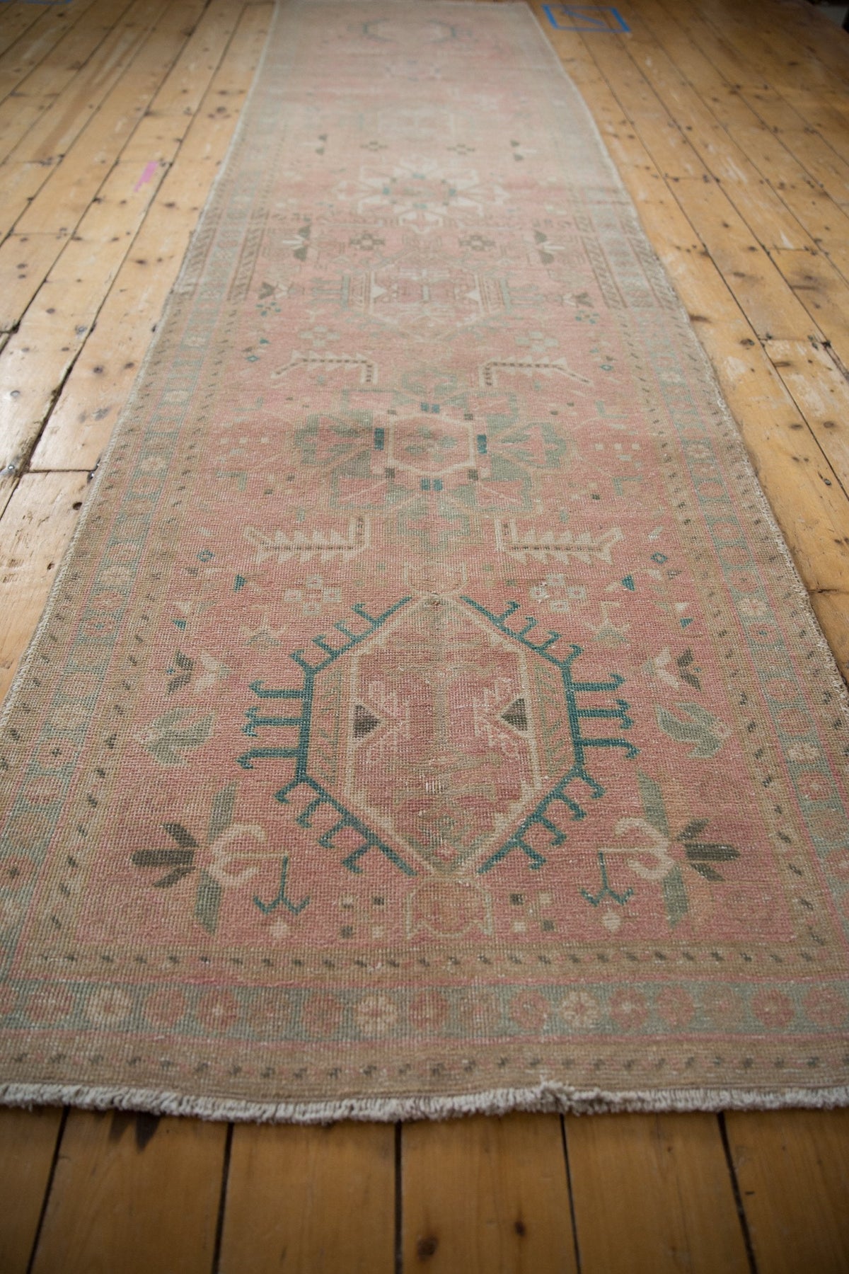 3.5x12.5 Vintage Distressed Karaja Rug Runner