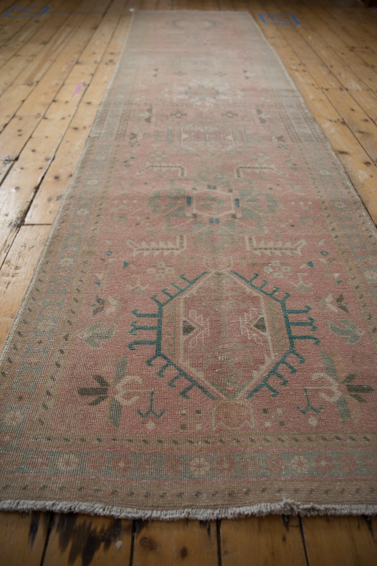 3.5x12.5 Vintage Distressed Karaja Rug Runner