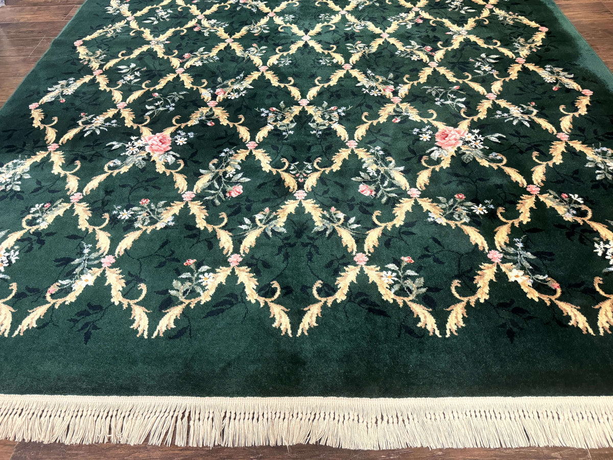 Karastan Garden of Eden Rug 8.8 x 11.8, Green Savonnerie 509/1733, Wool - Jewel Rugs, view 6