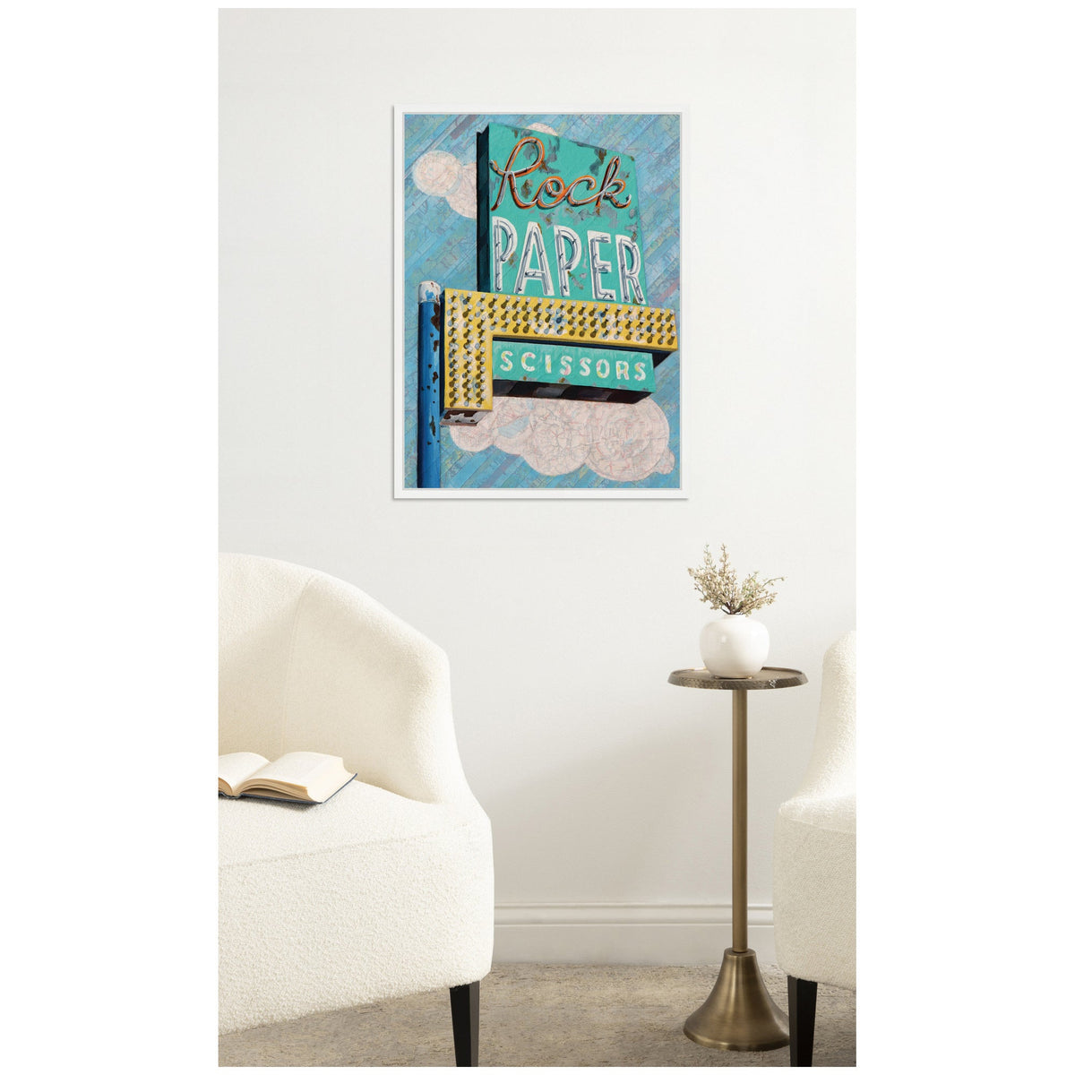 Rock Paper Scissors by Krista V. Allenstein Framed Canvas Wall Art Print