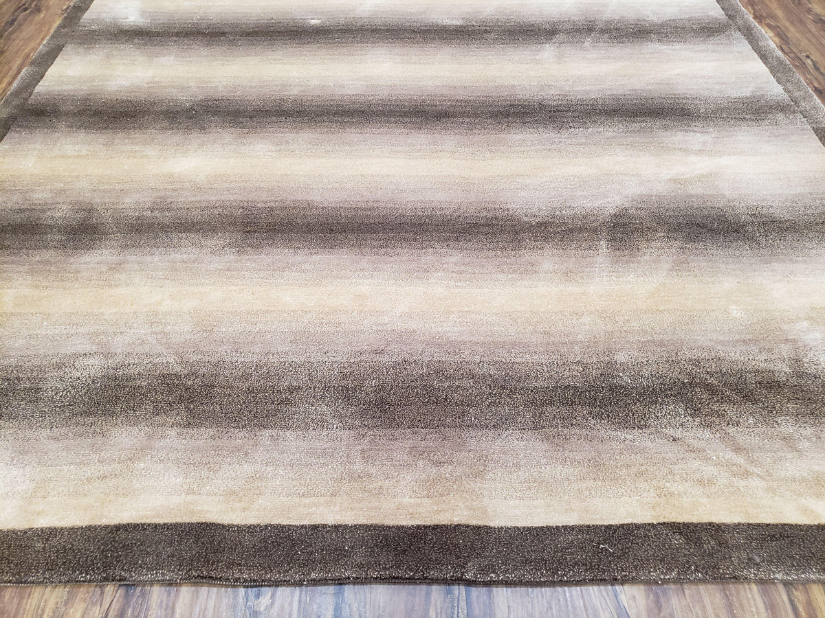 Vintage Safavieh Tibetan Indian Rug 6x9, Nepal Rug, Handmade, Striped Rug, Brown & Beige, 6x9 Oriental Carpet, Wool, Soft - Jewel Rugs, view 5