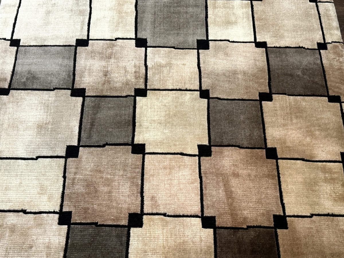 Tibetan Wool Rug 5x8, Contemporary Modern Carpet, Abstract Design, Soft Thick Pile, Pair B - Jewel Rugs, view 5