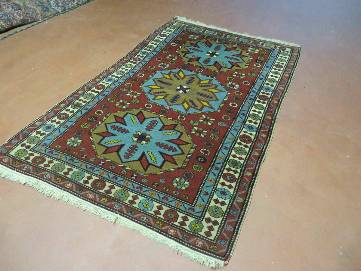 4' X 6' Vintage Handmade Caucasian Shirvan Russian Armenian Wool Rug Colorful - Jewel Rugs, view 2