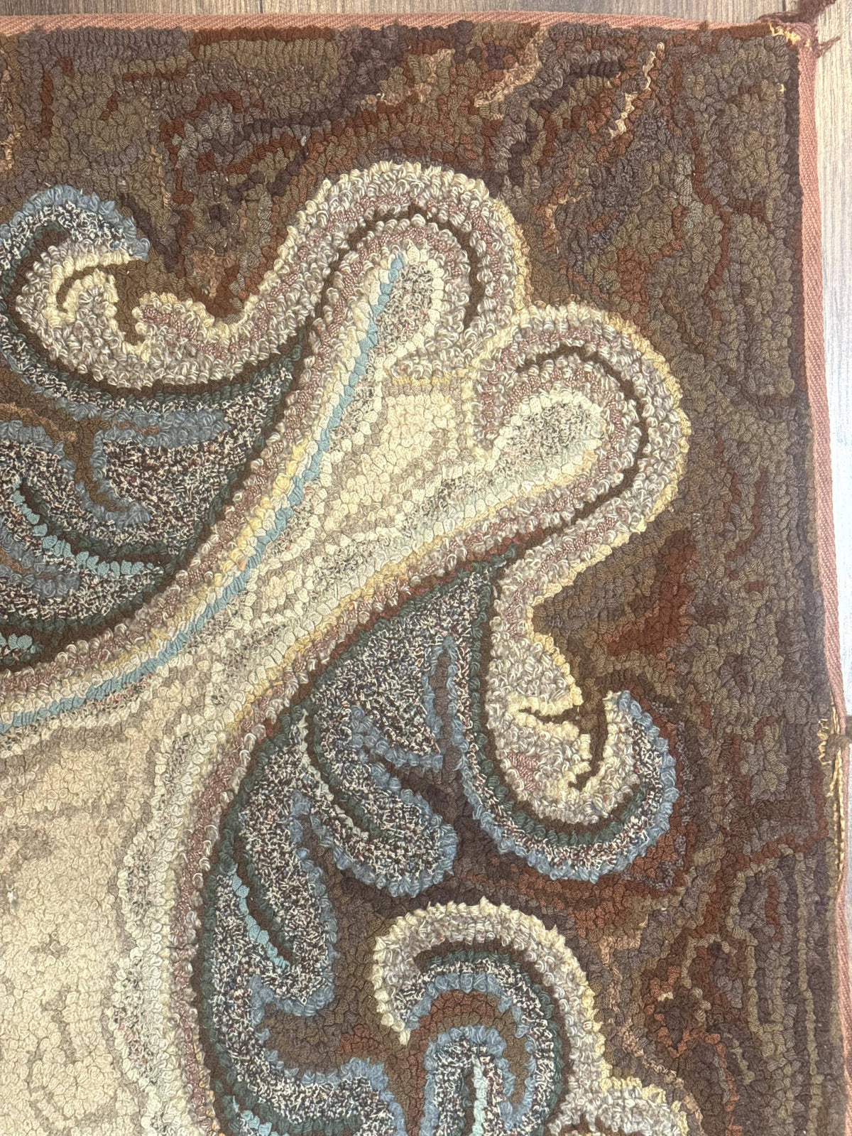 Antique American Hooked Rug 3 x 4.6, Vintage, Floral - Jewel Rugs, view 8