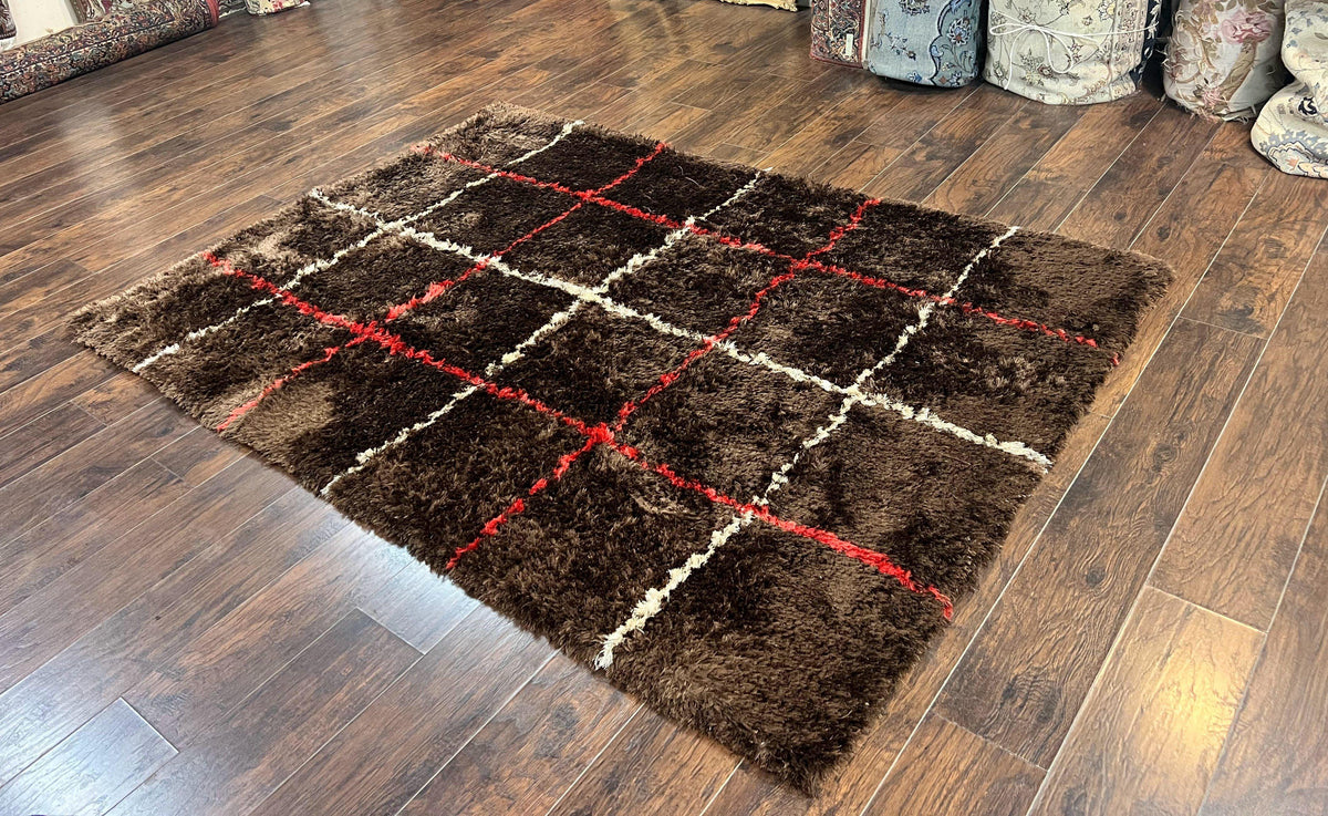 Shag Rug 6x8, Brown, Panel Design - Jewel Rugs, view 3