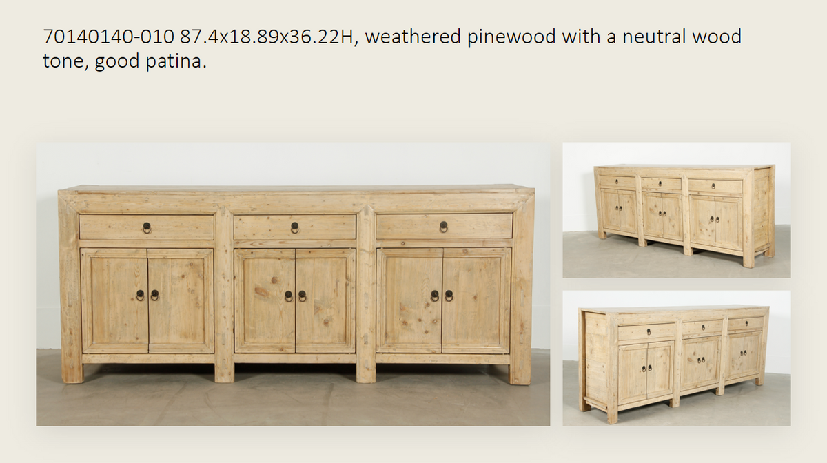 Antique six doors sideboard (Size and finish vary Approx 80"-90" long)