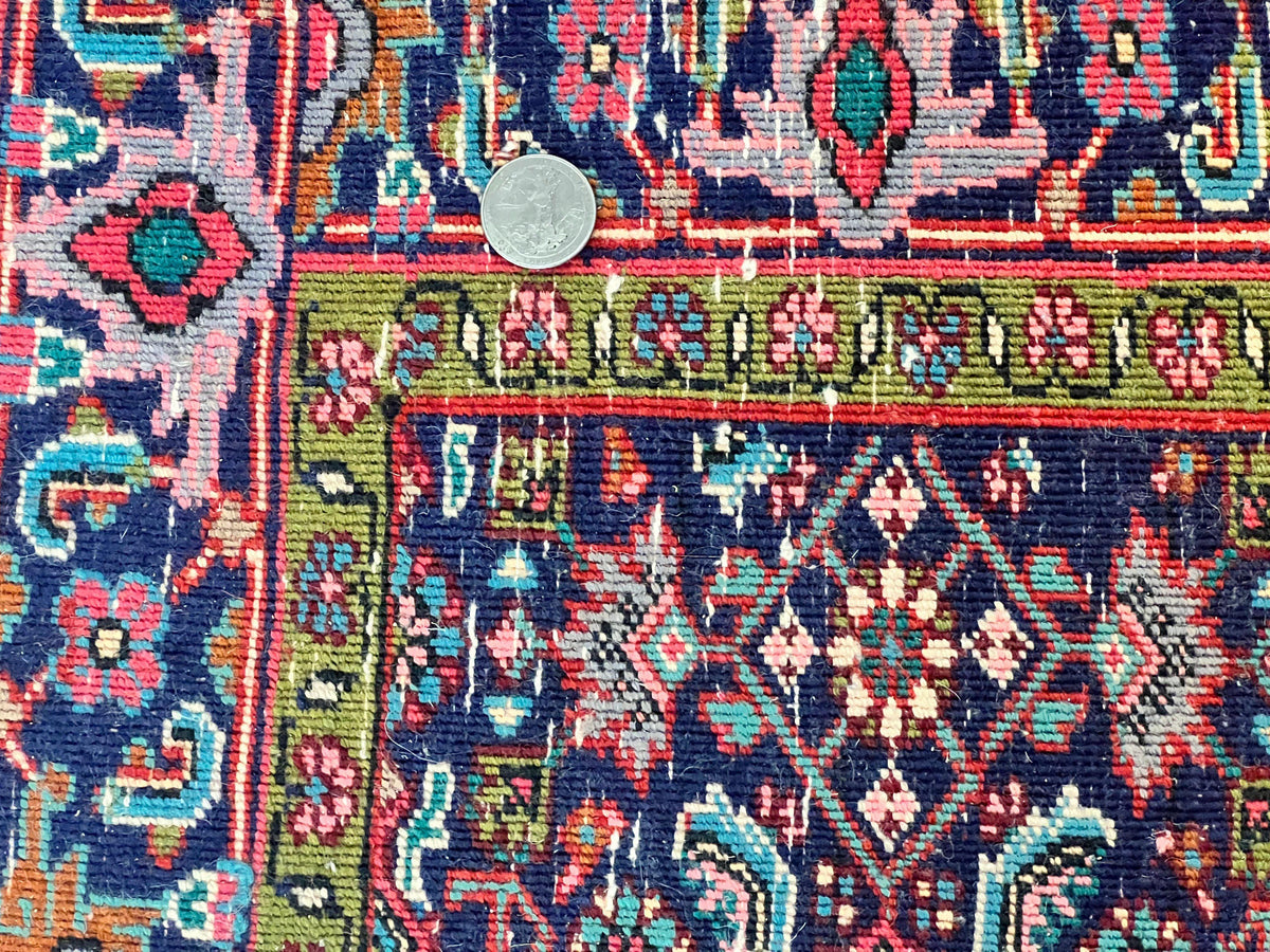 Persian Bidjar Rug 4x5, Finely Hand Knotted Vintage Carpet, Red and Navy Blue, Handmade Wool Rug, 180 KPSI - Jewel Rugs, view 11