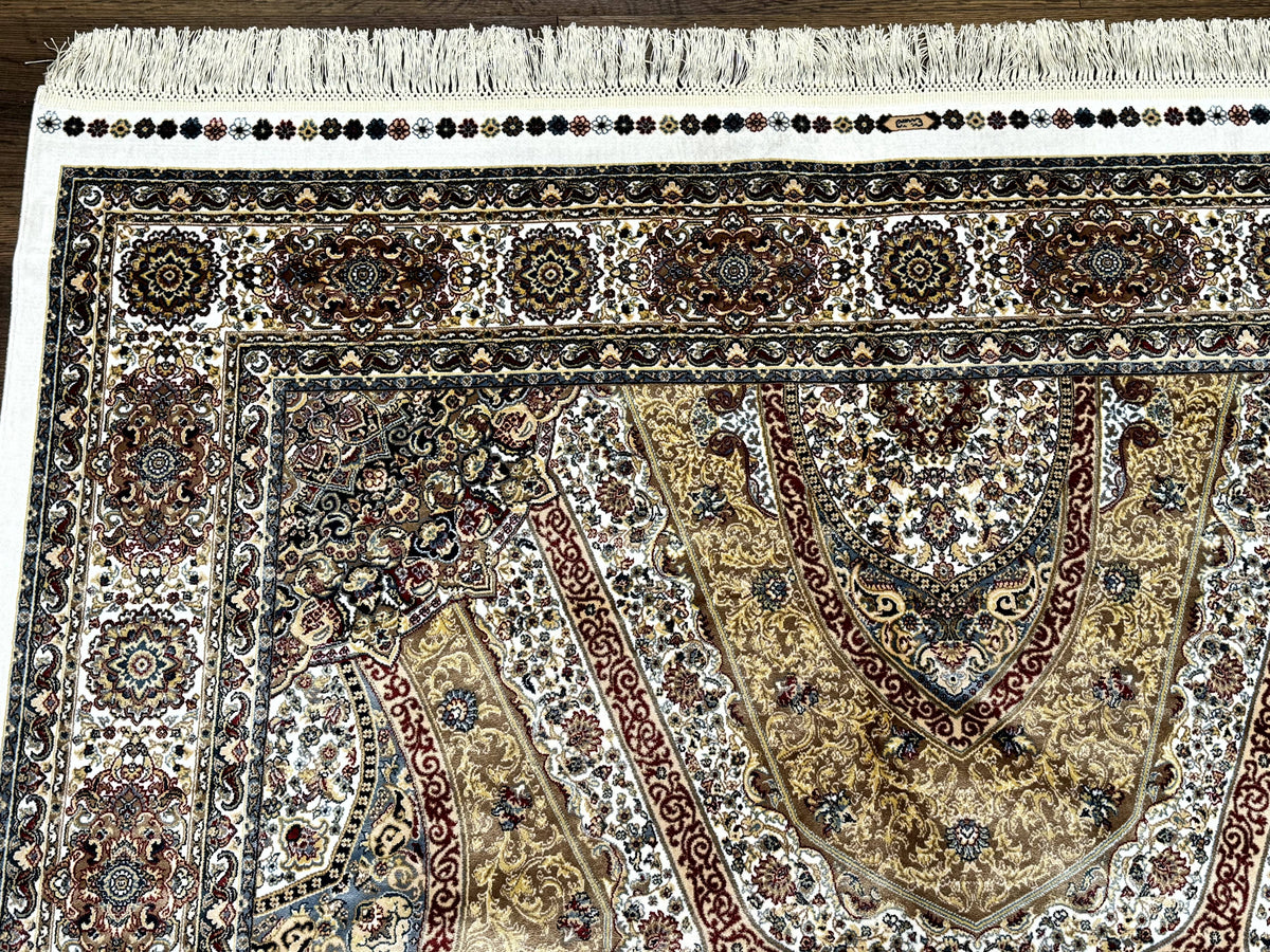 Turkish Silk Rug 5 x 7.6, Dome Design, Bamboo Silk, New - Jewel Rugs, view 4