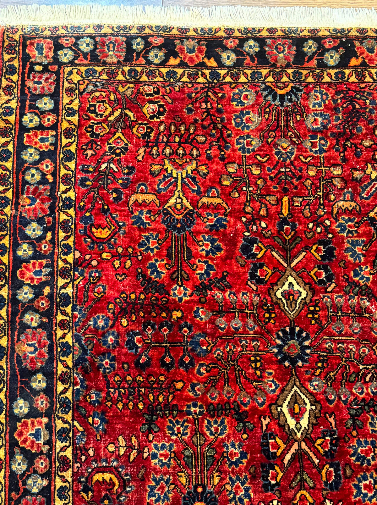 Antique Persian Sarouk Rug 3x4, Red, Floral, 1920s Wool Rug - Jewel Rugs, view 7