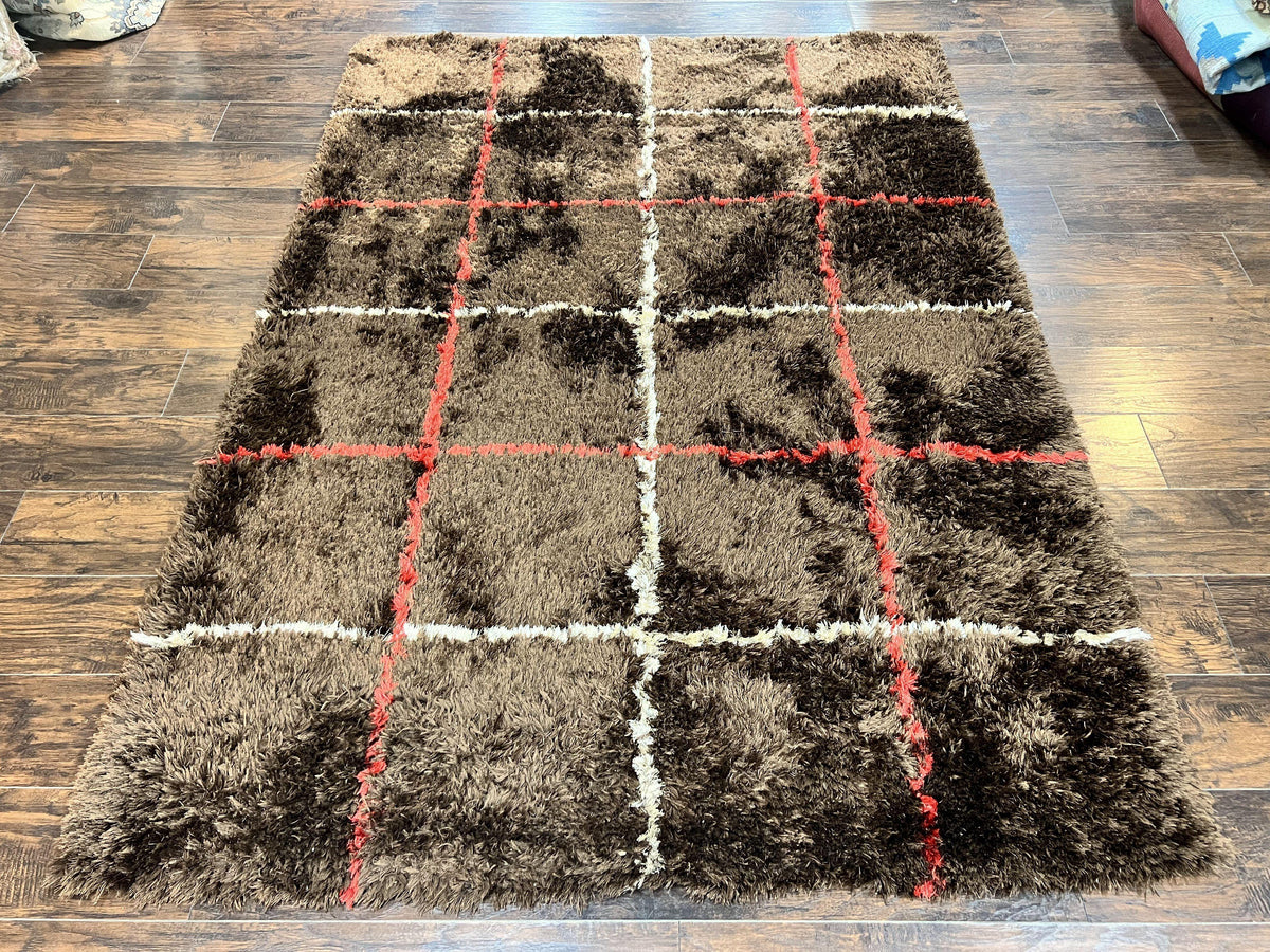 Shag Rug 6x8, Brown, Panel Design - Jewel Rugs, view 13