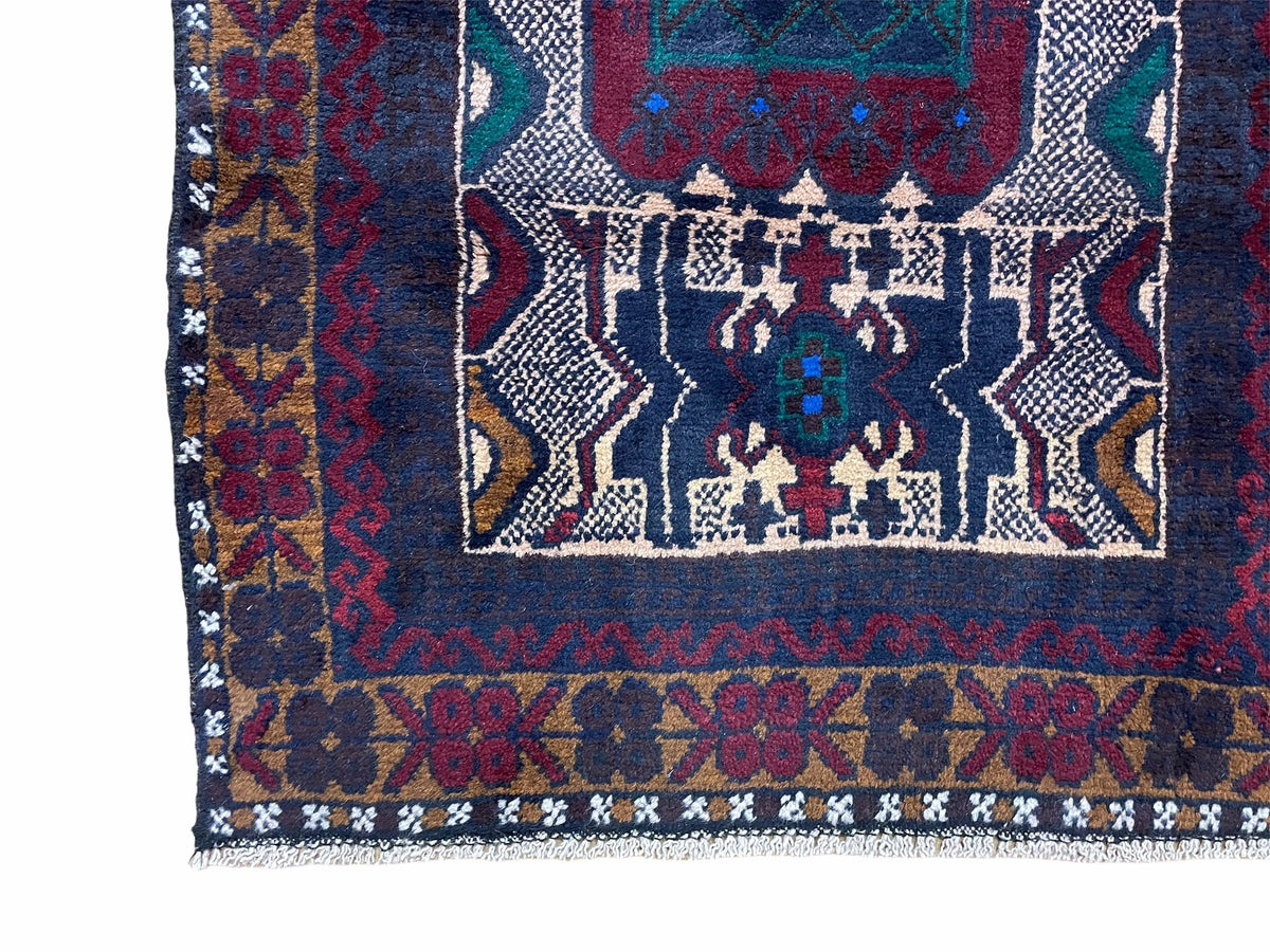 3 X 5 Vintage Handmade Tribal Wool Rug Balouchi Rug Afghan Rug Red Beige Nice - Jewel Rugs, view 8