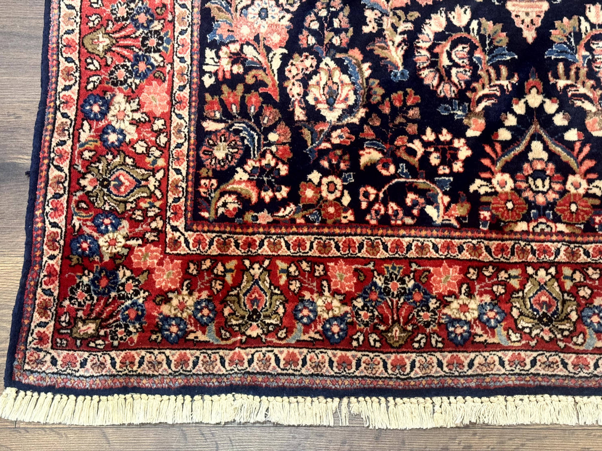 Navy Blue Persian Rug 4x6, Sarouk Mohajeran Carpet, Antique Persian Rug, Floral - Jewel Rugs, view 8