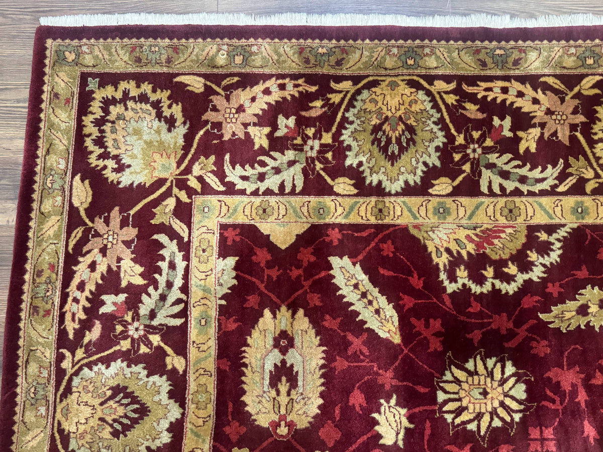 Indo Mahal Rug 9x12, Allover Pattern, Dark Red, Traditional Wool Area Rug - Jewel Rugs, view 7