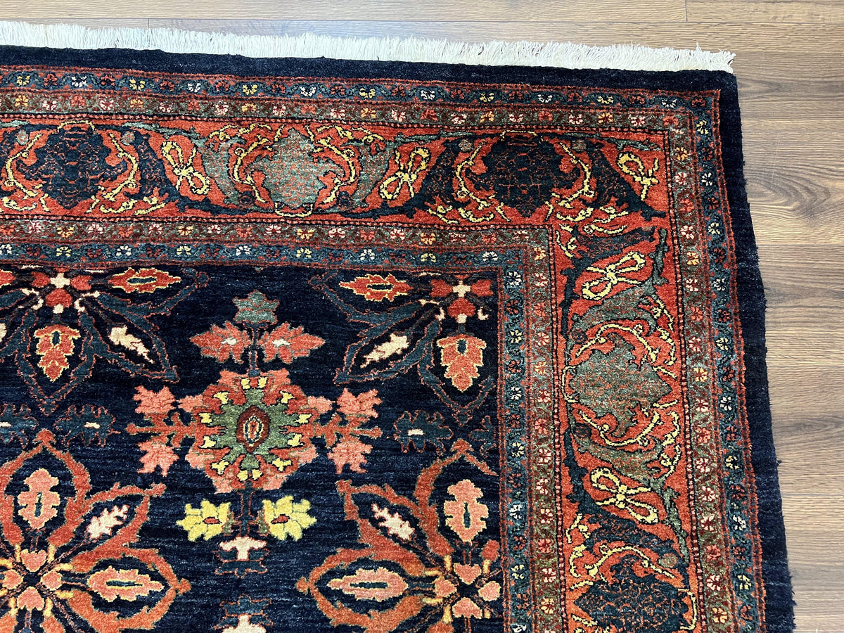 Wonderful Persian Rug 7x10, Navy Blue and Red, Allover Floral Pattern, Bidjar Carpet, Authentic Oriental Rug 7 x 10, Wool Hand Knotted Rug - Jewel Rugs, view 8