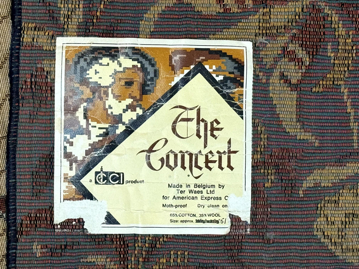 Vintage Belgium Tapestry 4x5, The Concet Musicians, Green - Jewel Rugs, view 12