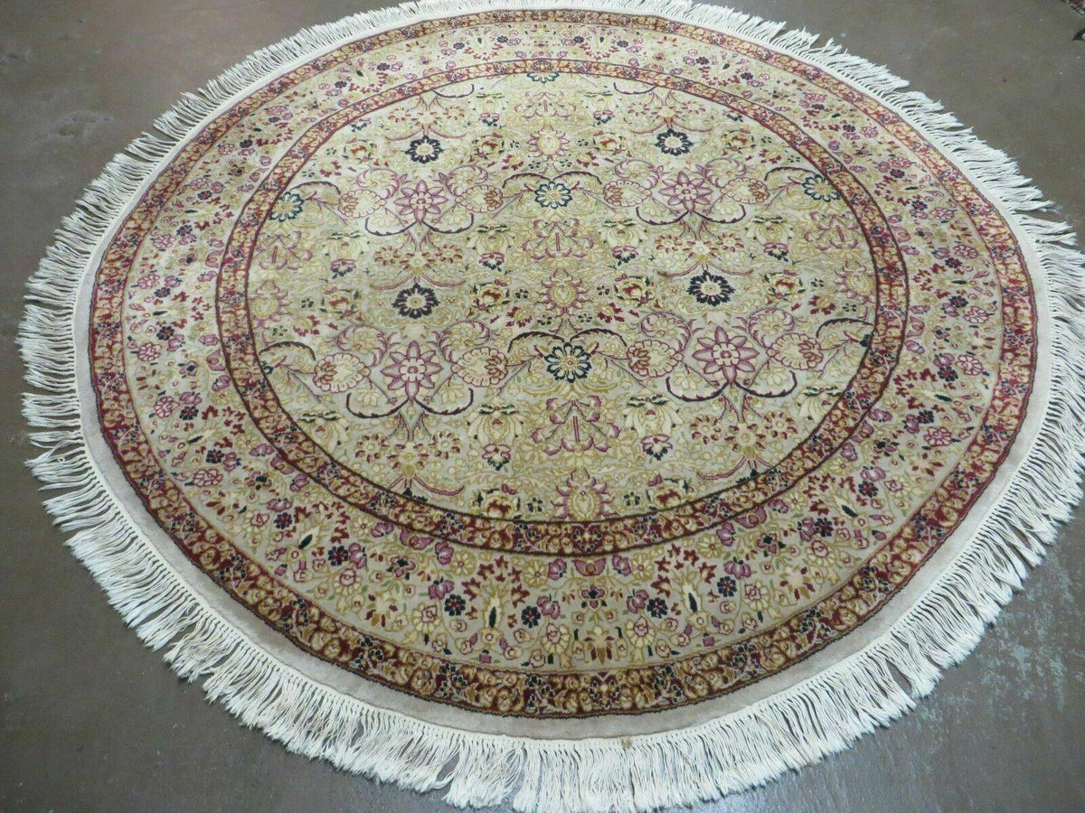6' Handmade Fine Indian Wool Rug Carpet Round Silk Accent Beauty - Jewel Rugs, view 11