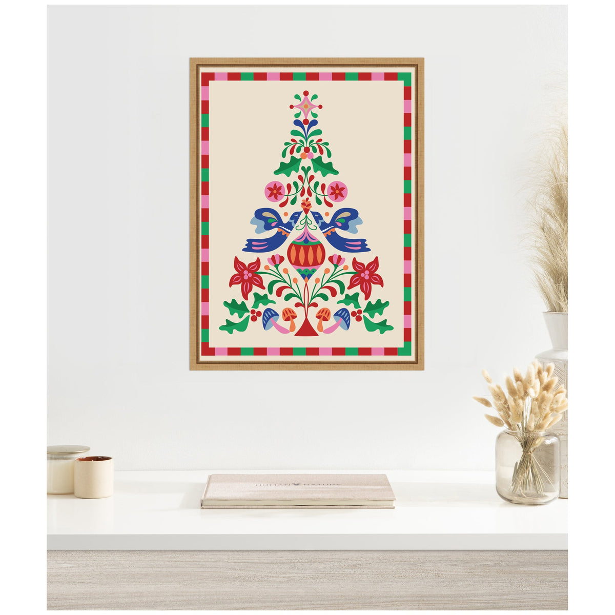Sylvie Framed Canvas Folk Art Christmas Tree by Rachel Lee