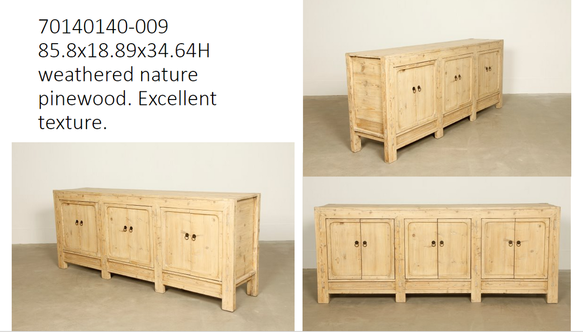 Antique six doors sideboard (Size and finish vary Approx 80"-90" long)