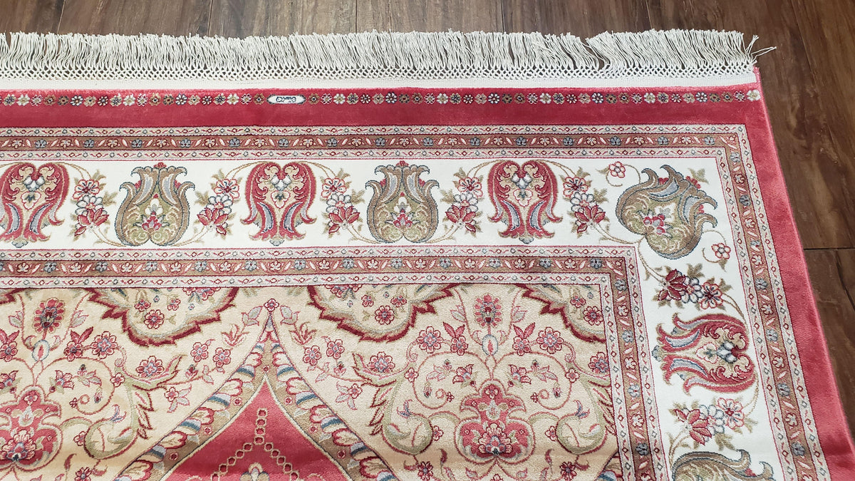 4 x 6 Silk Carpet Red, Traditional Oriental Rug 4x6, Flower Vase Columns, Turkish Rug New, High Quality, Bamboo Silk, Area Rug - Jewel Rugs, view 9