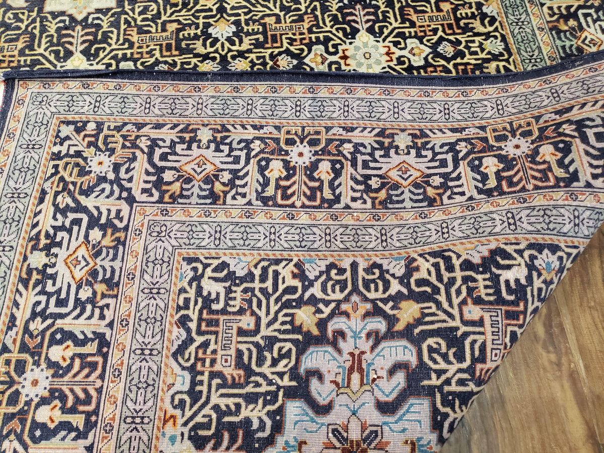 Persian Kashan Rug, Navy Blue, Hand-Knotted, Wool, 4' 8" x 7' 4", Pair A - Jewel Rugs, view 11