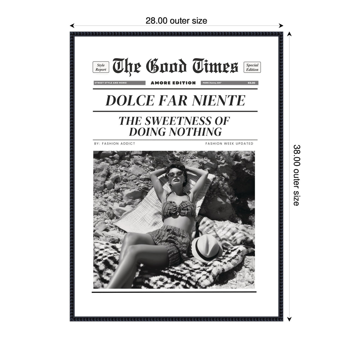 The Good Times Newspaper Dolce Far Niente by Honey Island Studio Framed Canvas Wall Art Print