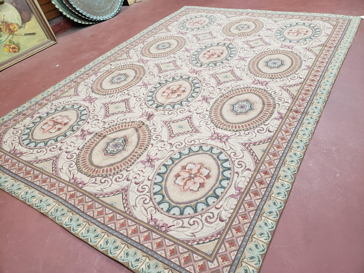 New Needlepoint Rug, 6x9 Needlepoint Carpet, Flatweave Rug, Vicotorian French European English Decor, Elegant Rug for Living Room, Handmade - Jewel Rugs, view 12