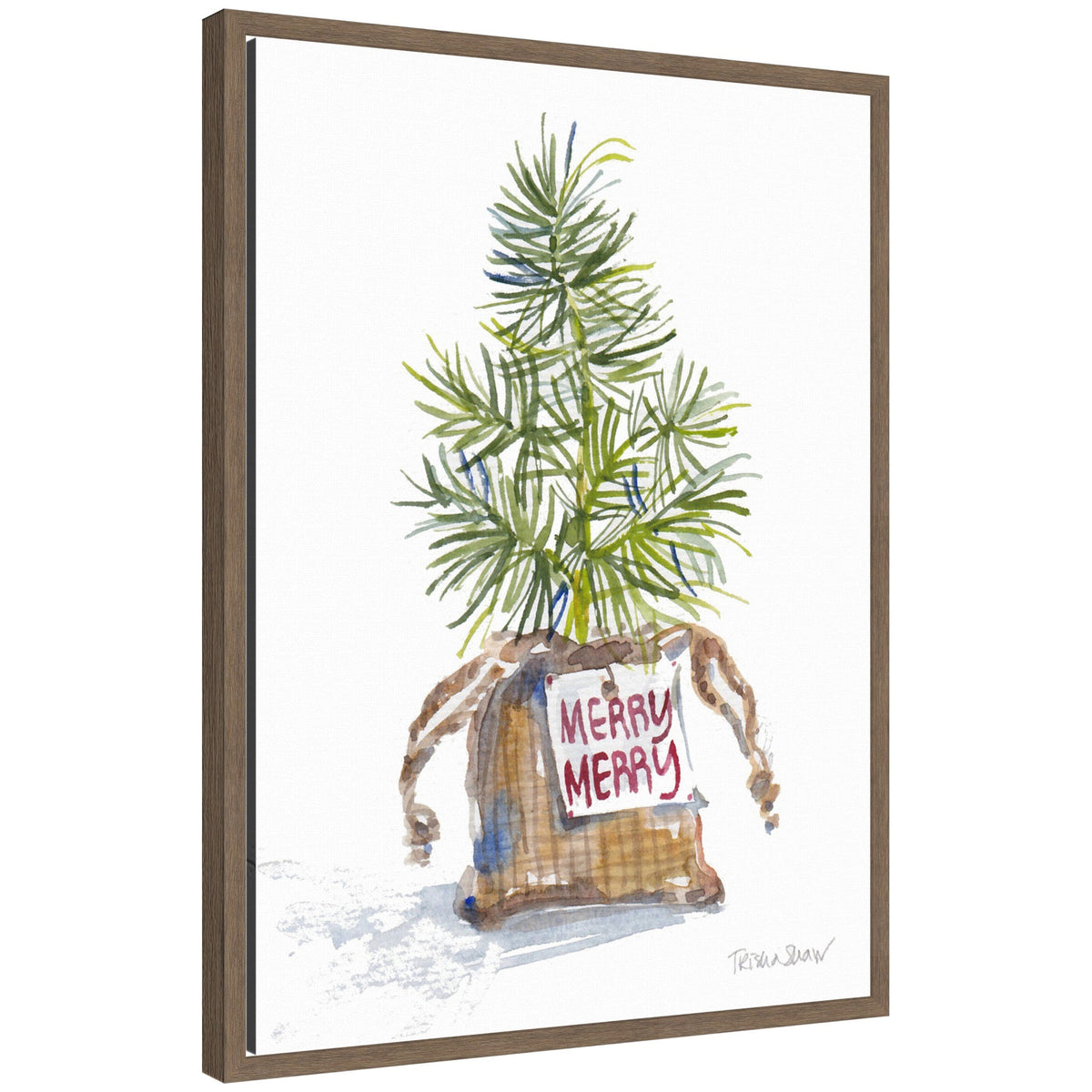 Sylvie Framed Canvas Merry Seedling In Burlap by Patricia Shaw