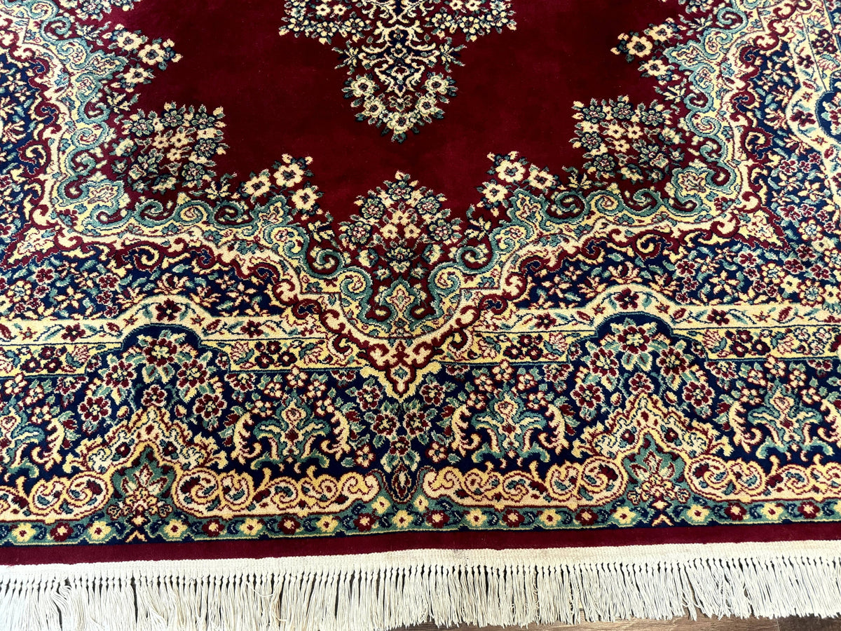 Power Loomed Persian Oriental Rug 9x12, Vintage Wool Pile, Kirman Design - Jewel Rugs, view 6