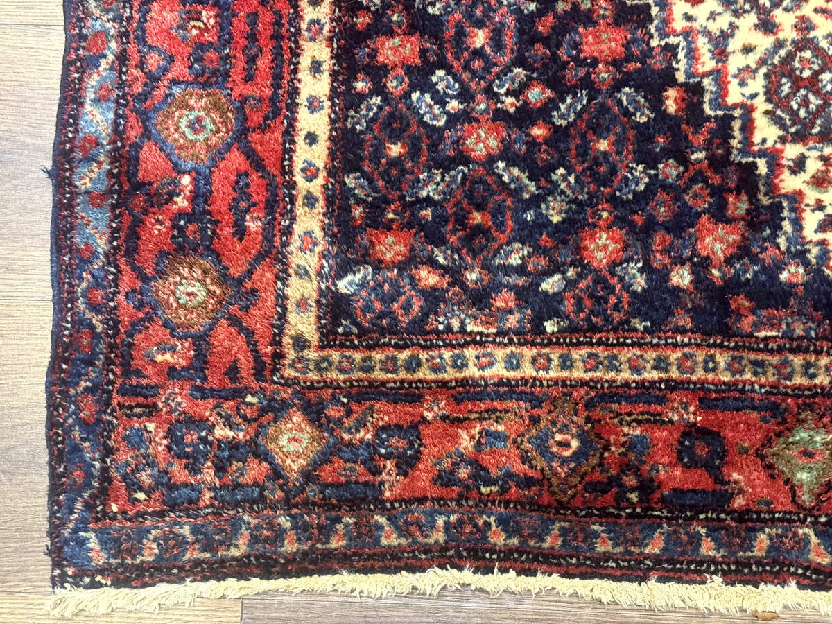 Antique Persian Kurdish Senneh Rug 4x5 Tribal Carpet Wool Geometric Medallion - Jewel Rugs, view 9