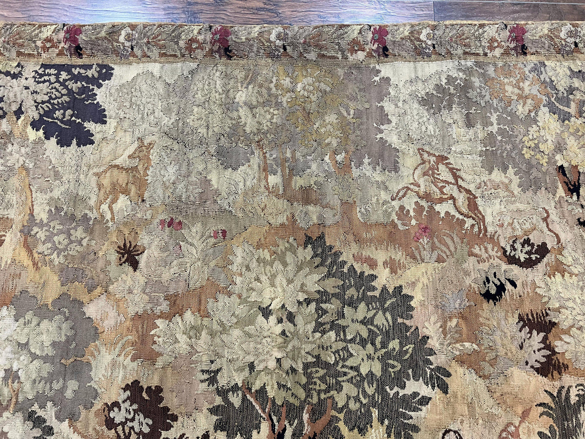 Antique French Tapestry 6x5 ft, European Handmade Wool Aubusson Weave Vintage Tapestry - Jewel Rugs, view 3
