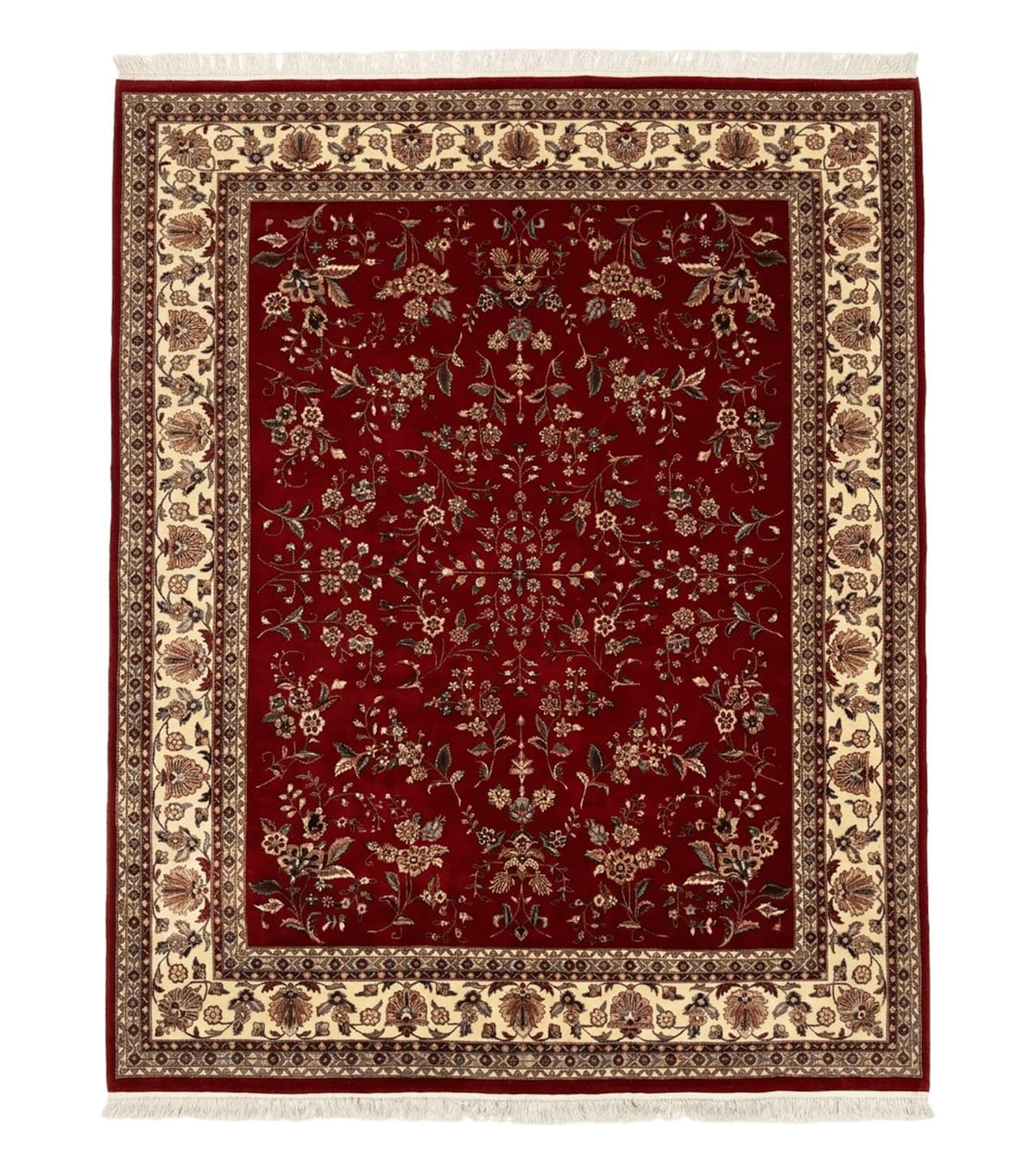 Indo Persian Rug 8x10, Red and Cream, Floral, Pande Cameron - Jewel Rugs