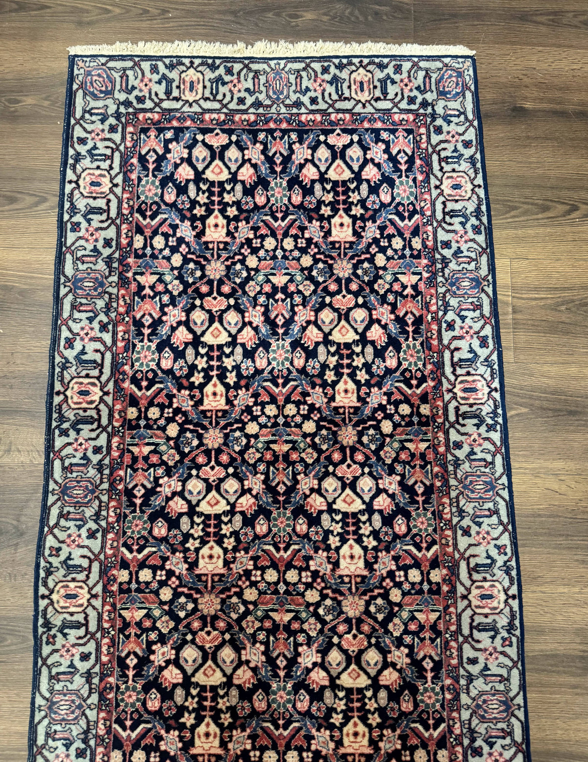 Indo Persian Runner Rug 2.8 x 12, Navy Blue, Floral, Fine 270 KPSI - Jewel Rugs, view 4