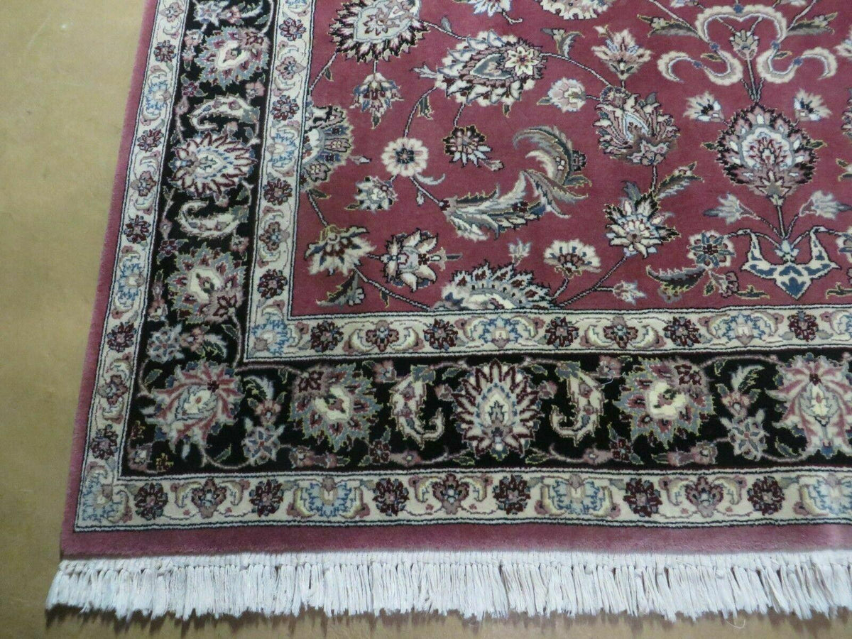 6' X 9' Vintage Handmade Fine India Floral Oriental Silk Accent Wool Rug Carpet - Jewel Rugs, view 8