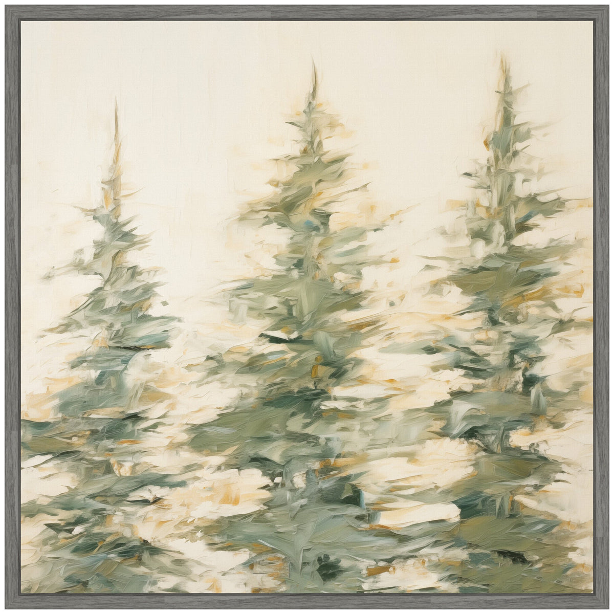 Sylvie Evergreen Trees Abstract Framed Canvas by The Creative Bunch Studio