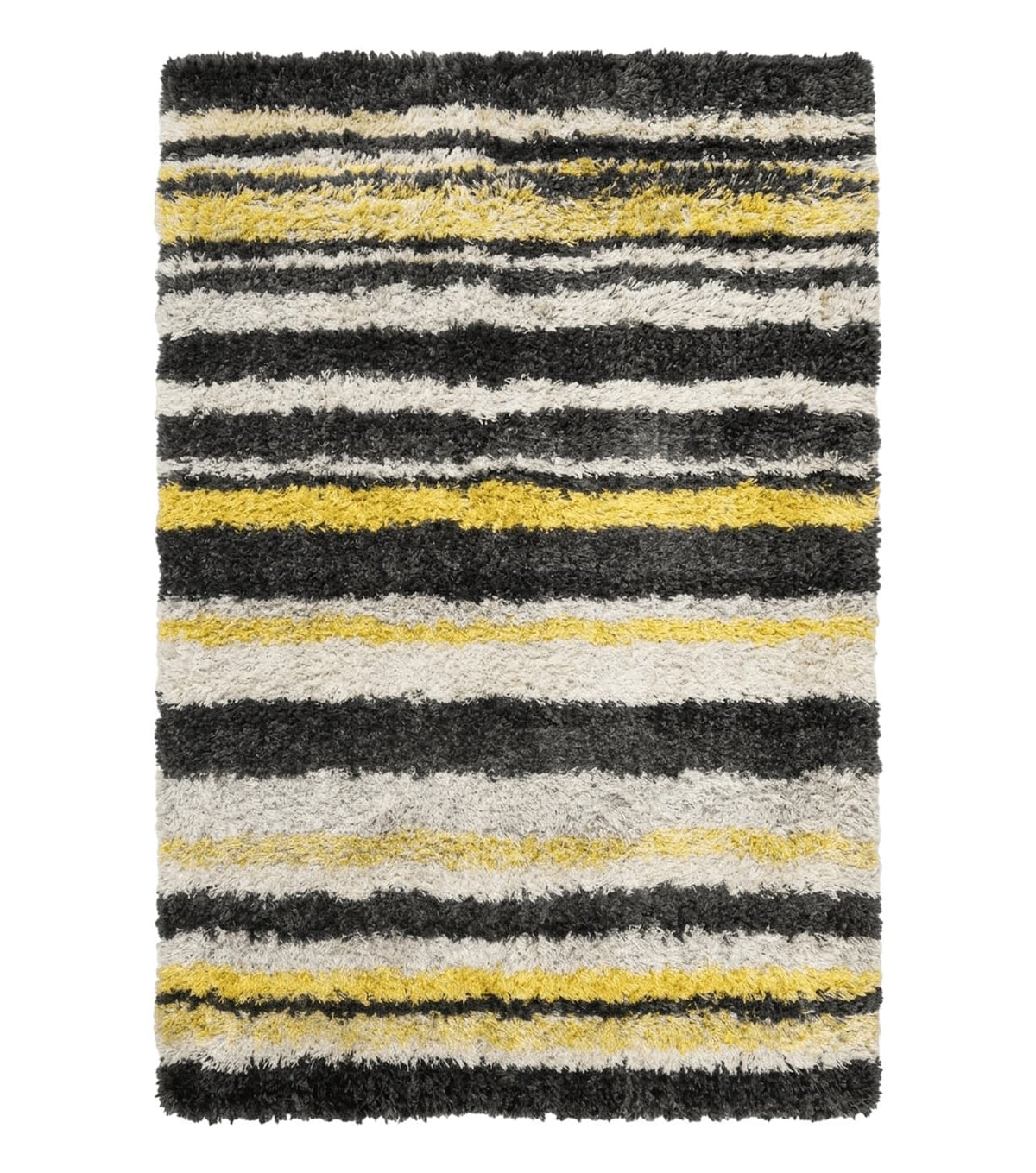 Shag Rug 5x8, Yellow Ivory Charcoal, Contemporary - Jewel Rugs