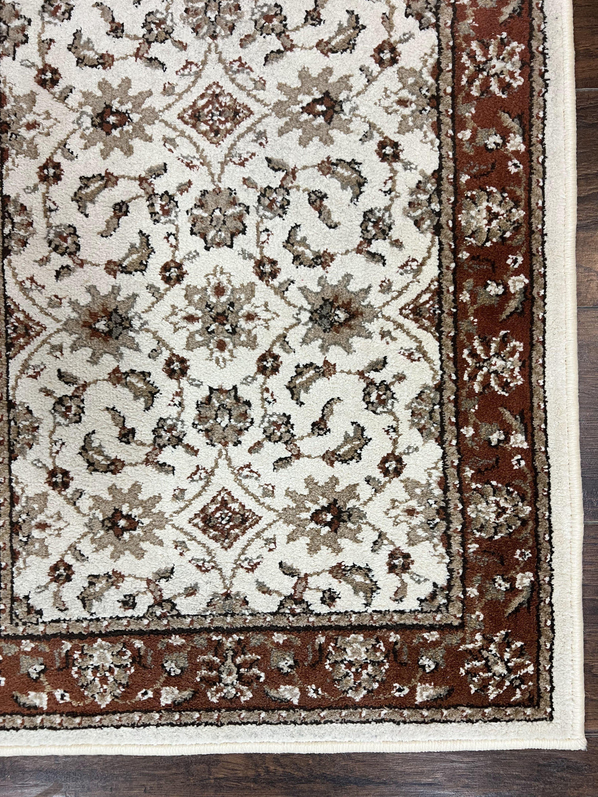 Runner Rug 2 x 7.6, Skinny Runner, Oriental Rug for Hallway, Ivory & Rust Red, Floral Allover - Jewel Rugs, view 10