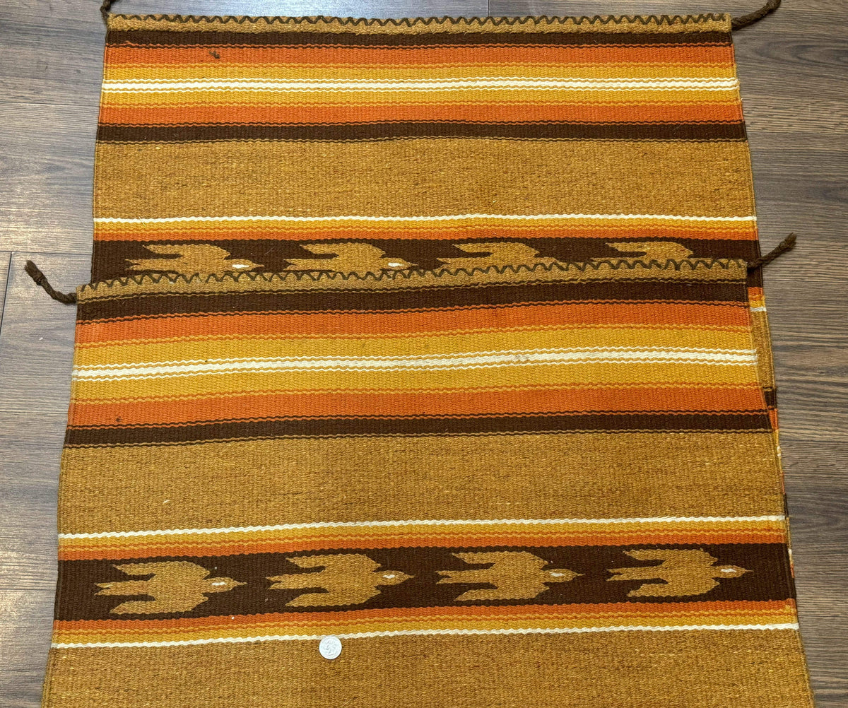 South American Rug Blanket 2.7 x 5.6, Wool, Handmade, Navajo Design, Orange Brown - Jewel Rugs, view 11