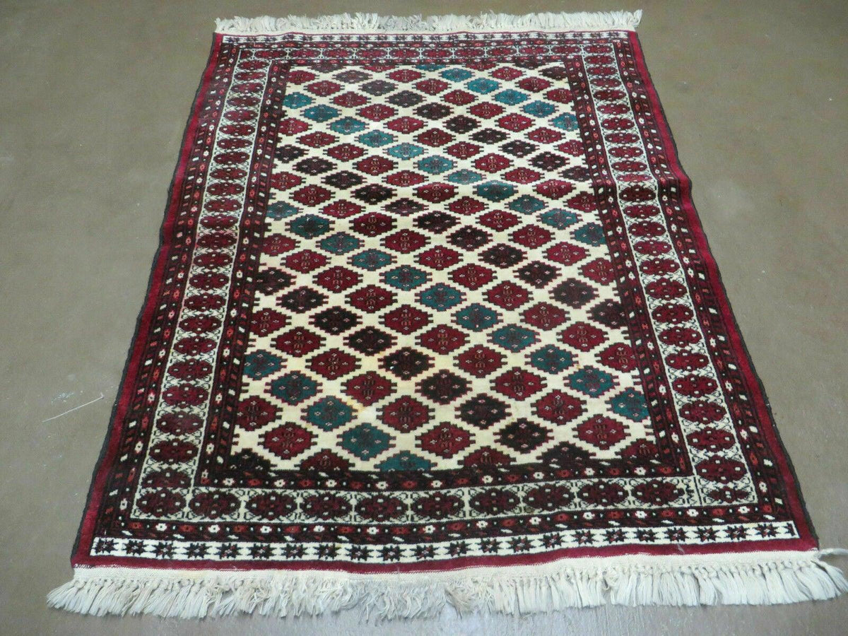 3' X 4' Vintage Handmade Pakistan Bokhara Turkoman Balouch Wool Rug Mat Nice - Jewel Rugs, view 2
