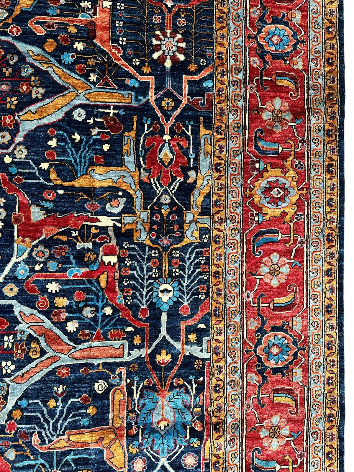 Afghan Bidjar Rug 9x12 | Navy, Red & Gold | Hand-Knotted Wool - Rugistan, view 7