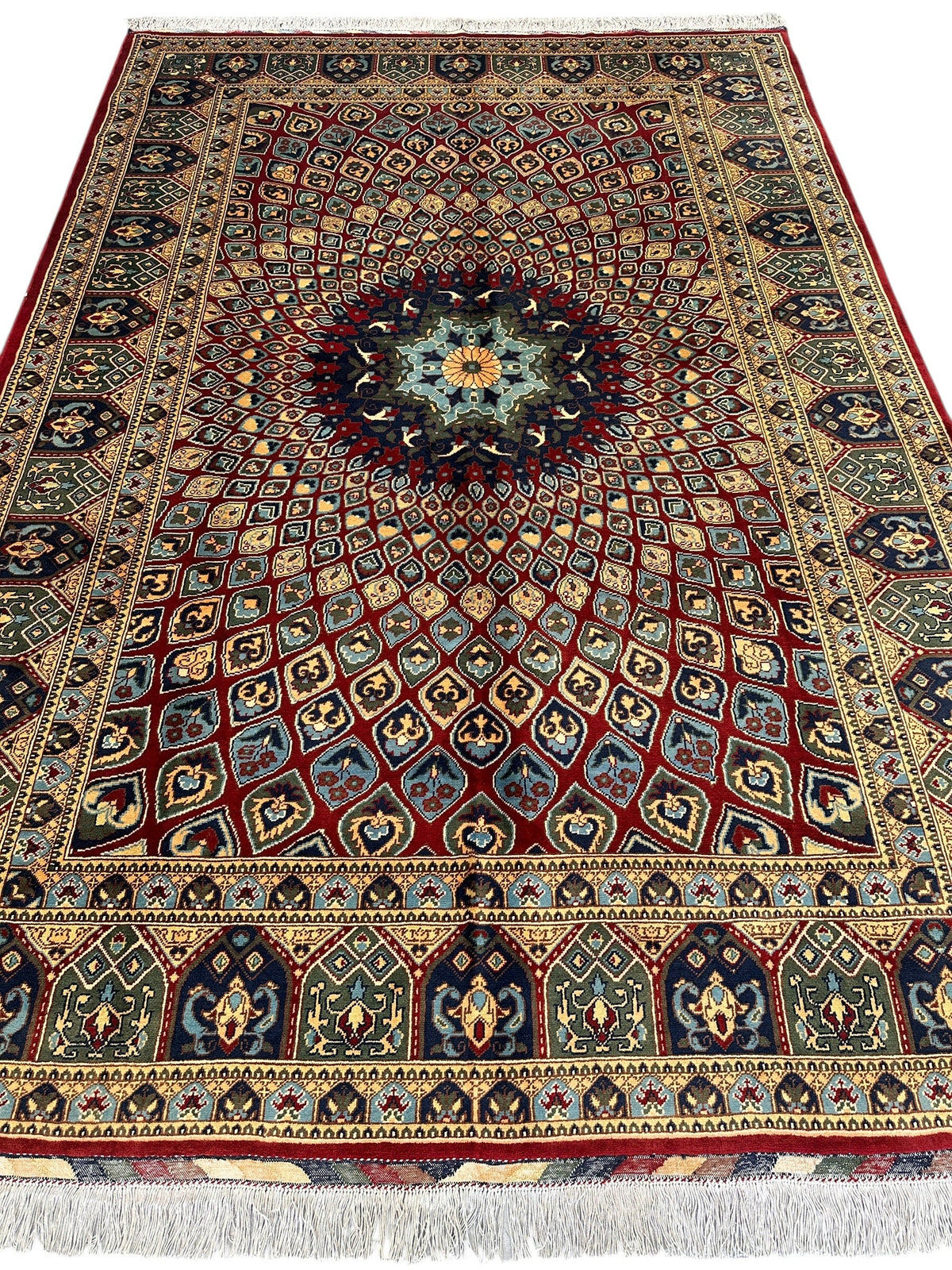Afghan Rug 7x10 | Red, Beige & Light Blue | Hand-Knotted Wool - Rugistan, view 3