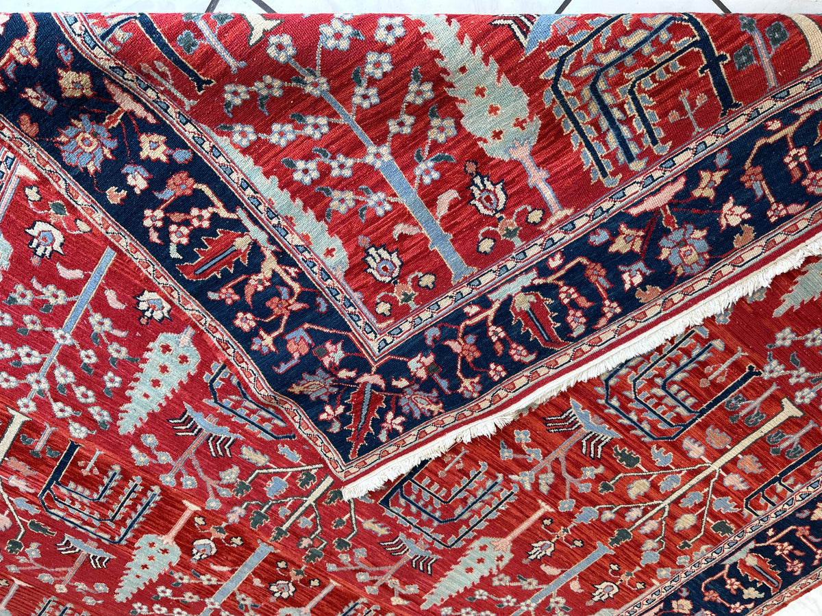 Soumak Rug 8x10 | Red, Navy & Ivory | Hand-Woven Wool Flatweave - Rugistan, view 9