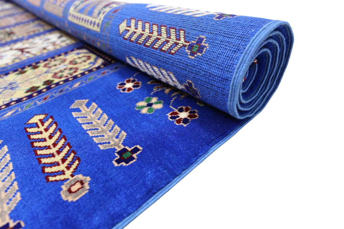 Afghan Bakhtiari Rug 7x10 | Blue, Beige & Ivory | Hand-Knotted Wool - Rugistan, view 6