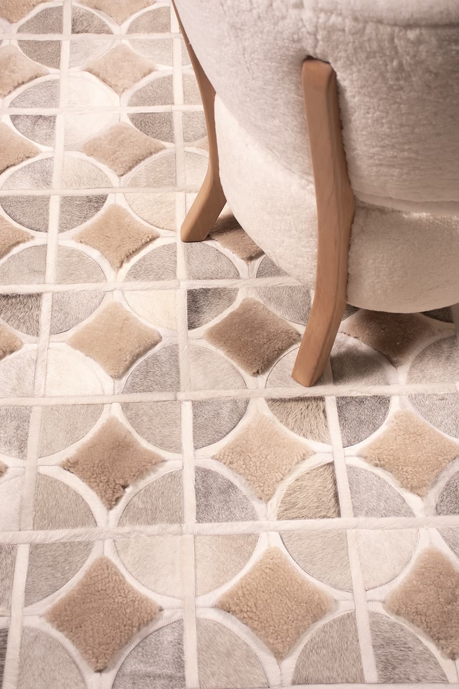 ALPHA – Custom Cowhide & Shearling Rug - Homelosophy, view 5