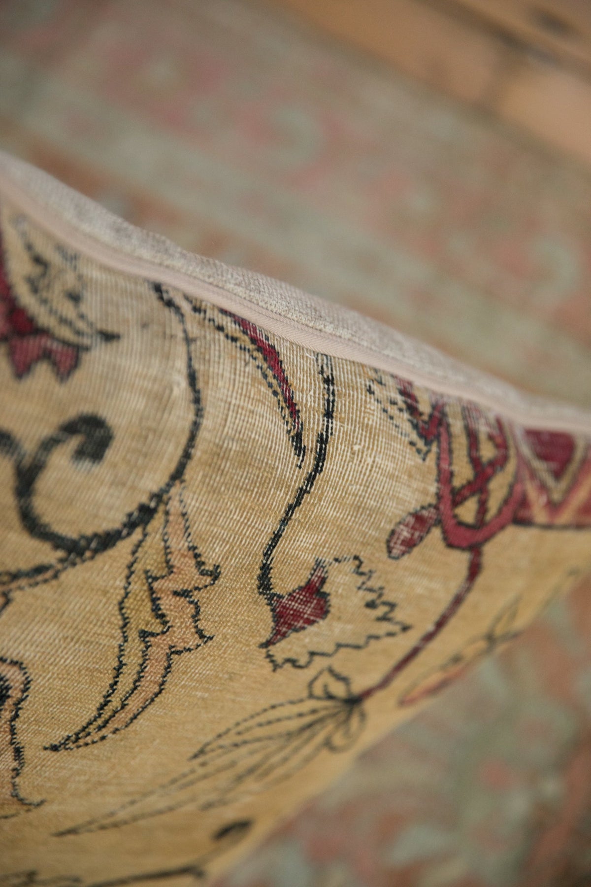 Antique Kerman Rug Fragment Pillow