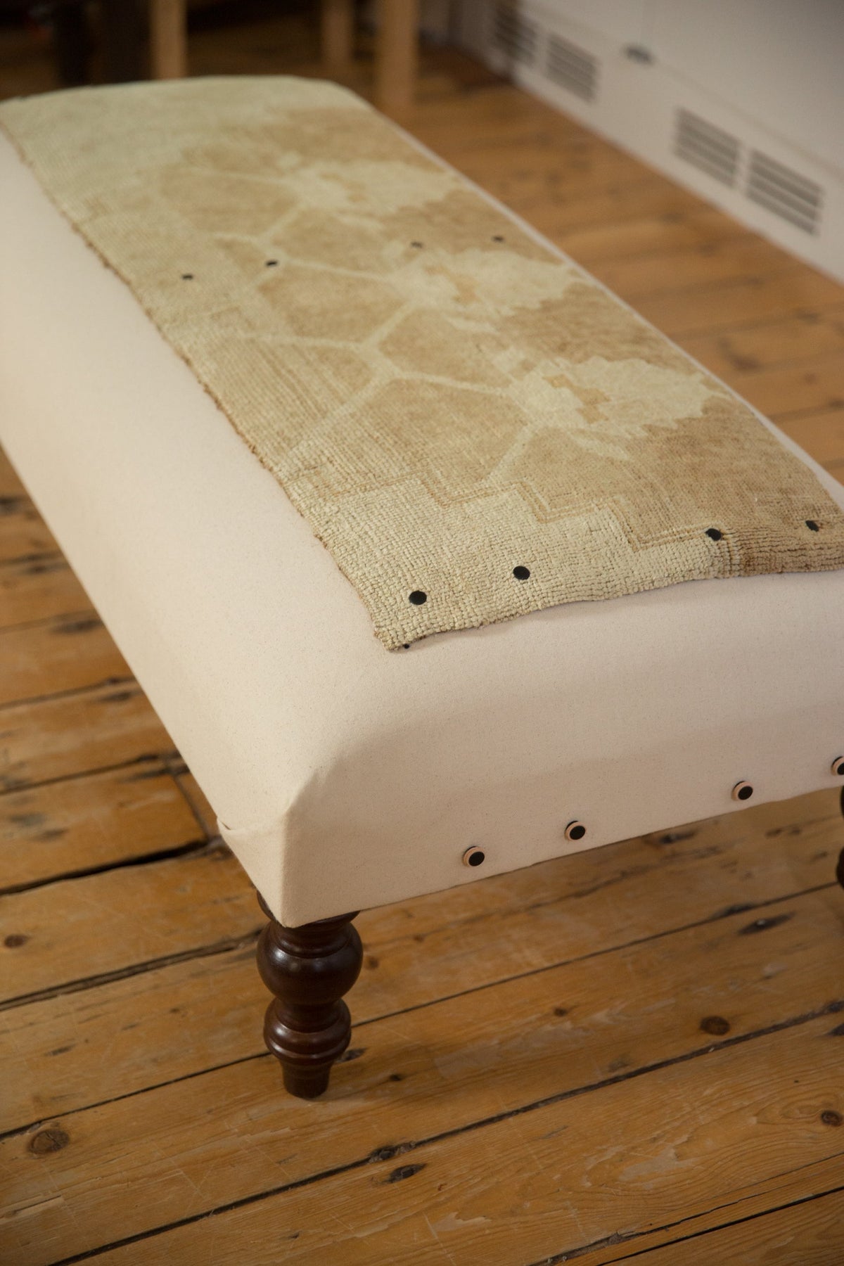 Handmade Canvas Changeable Rug Fragment Ottoman Coffee Table