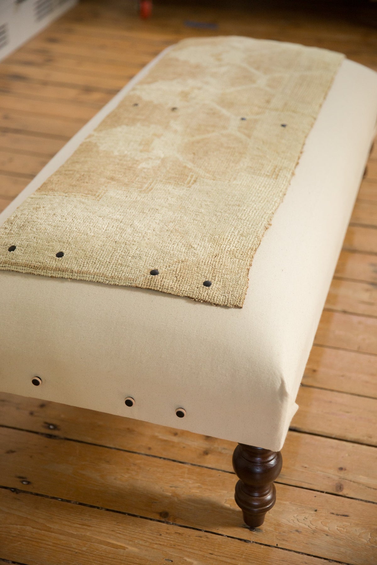 Handmade Canvas Changeable Rug Fragment Ottoman Coffee Table
