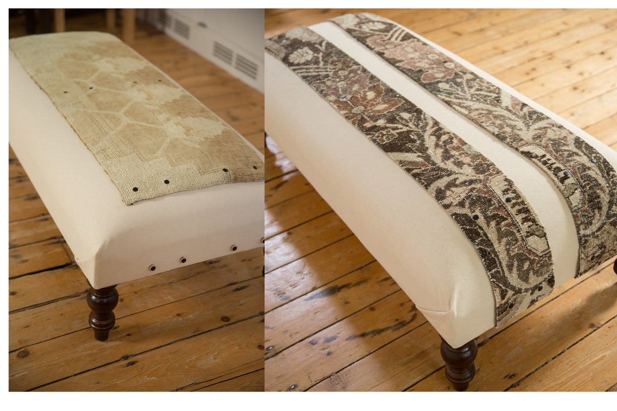 Handmade Canvas Changeable Rug Fragment Ottoman Coffee Table
