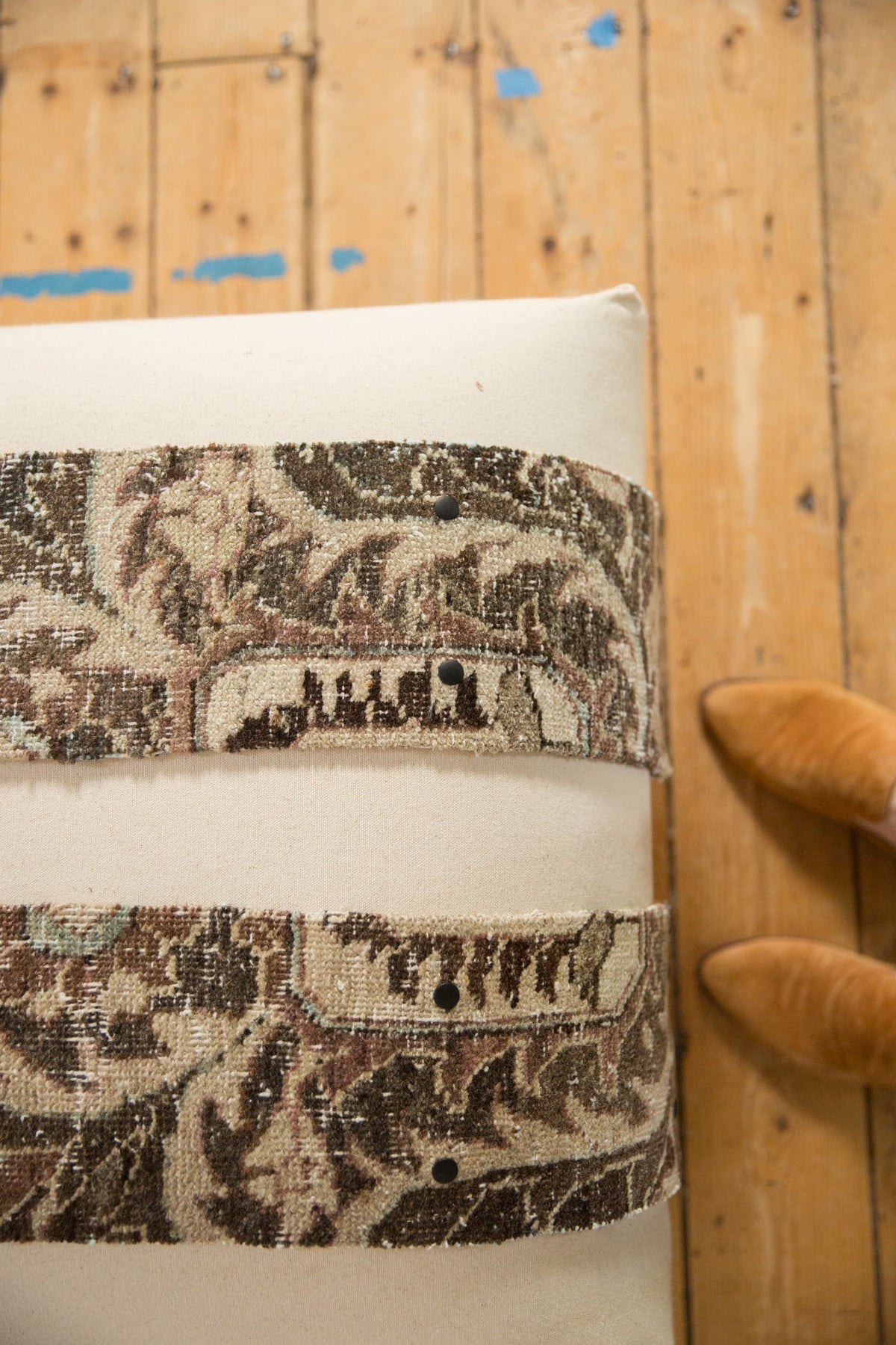 Handmade Canvas Changeable Rug Fragment Ottoman Coffee Table