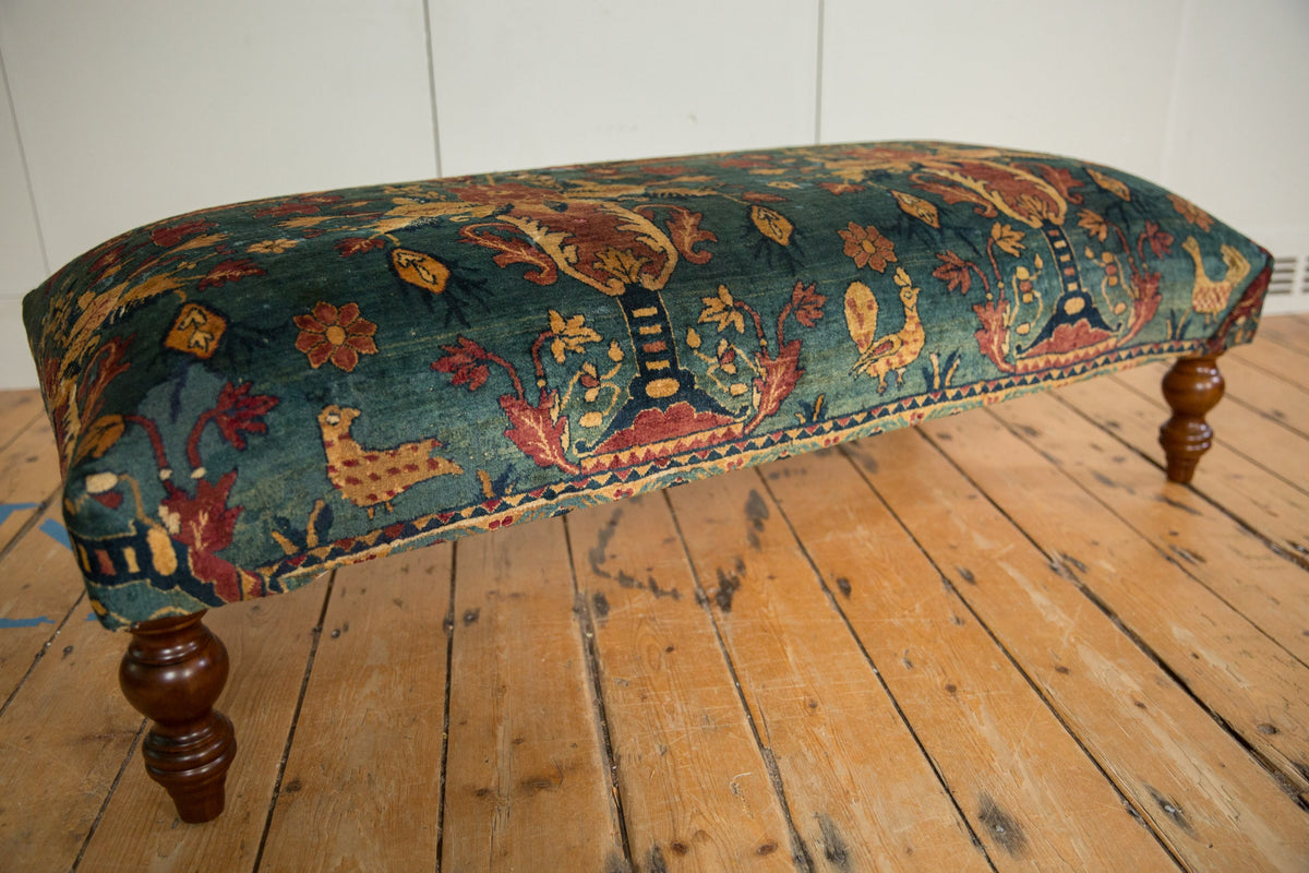 Reclaimed Antique Persian Rug Ottoman Coffee Table