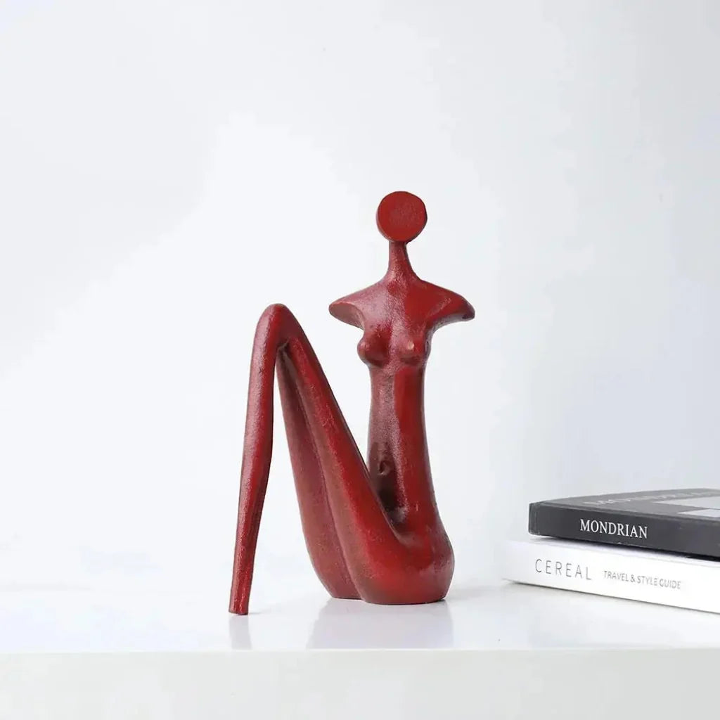 Abstract Iron Female Figure Sculptures, Pair